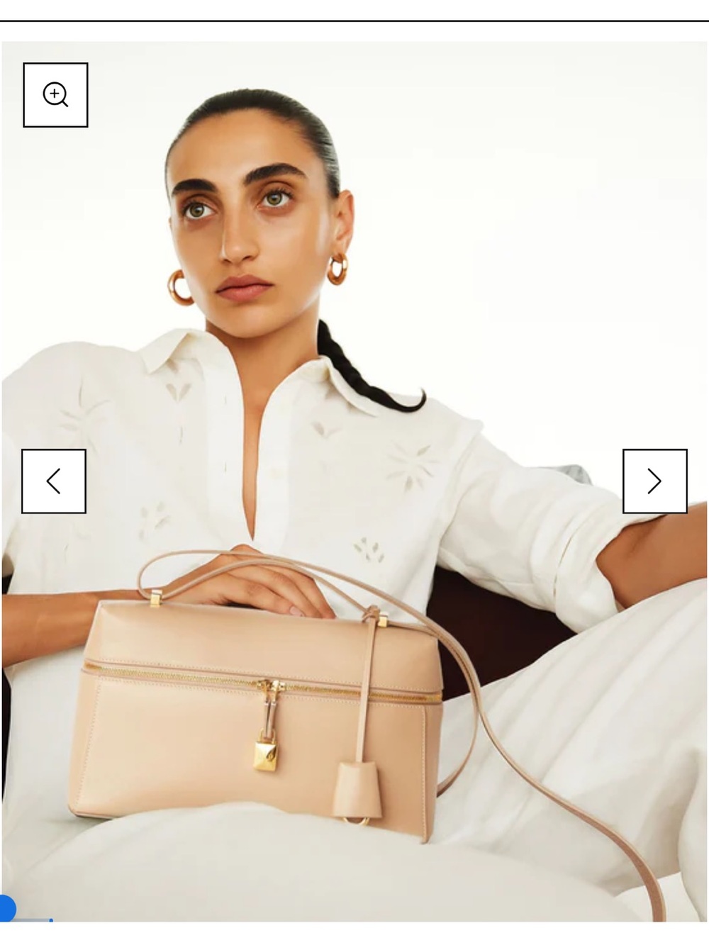Loro Piana Nude Beige Leather Shoulder Bag with Gold Hardware